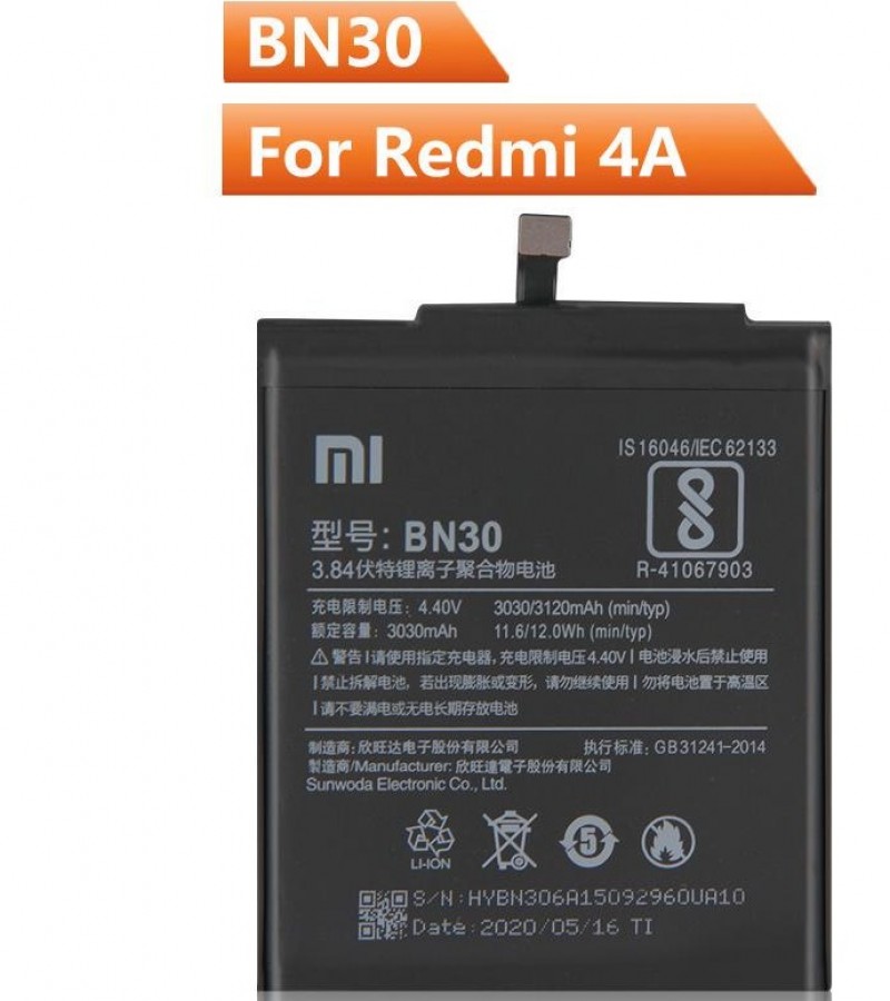 BN30 battery for Xiaomi Mi Redmi 4A Redrice 4A Hongmi 4A  Capacity-3120mAh