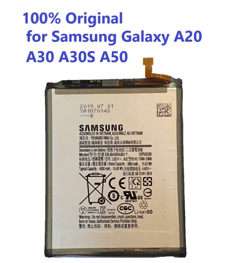 100% Original EB-BA505ABU Battery For Samsung Galaxy A20 A30 A30S A50 Capacity-4000mAh