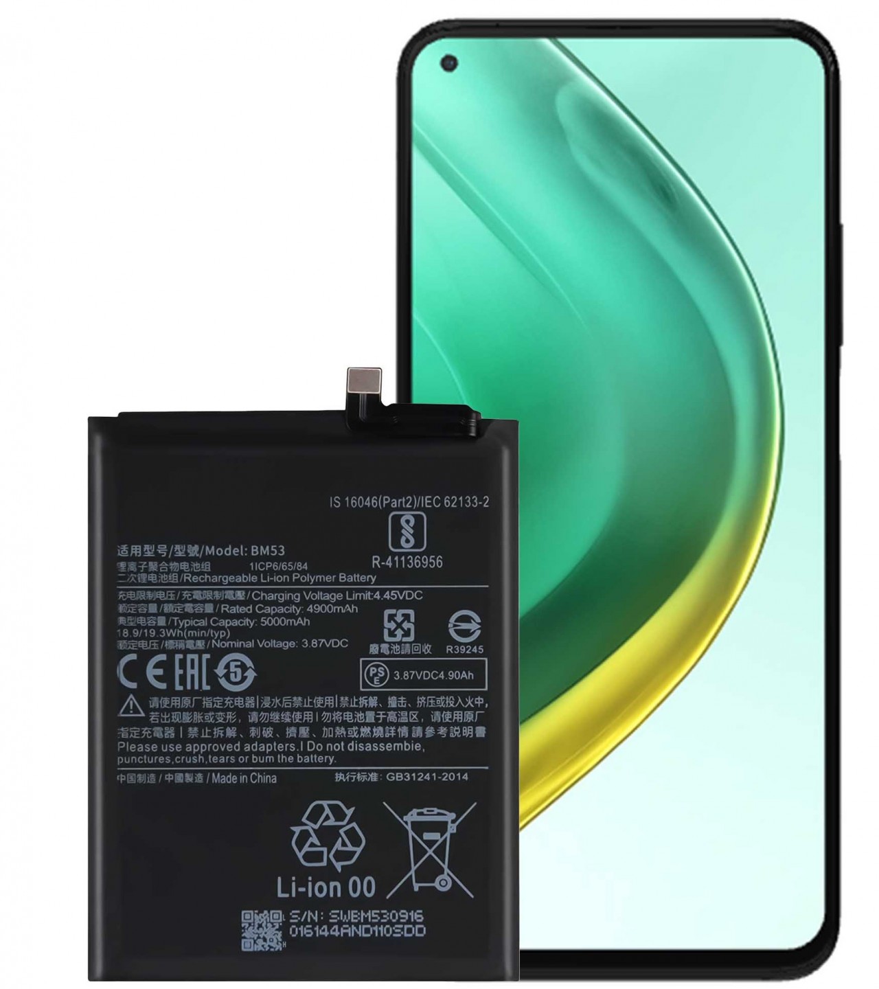 BM53 Battery For Xiaomi 10T 10T Pro Mi 10T Mi 10T Pro  Capacity-5000mAh