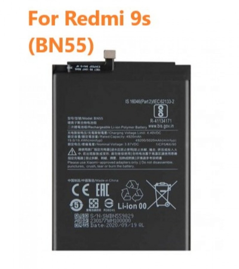 BN55 New Original  Battery For Xiaomi Redmi Note 9s  Capacity-5020mAh -Black