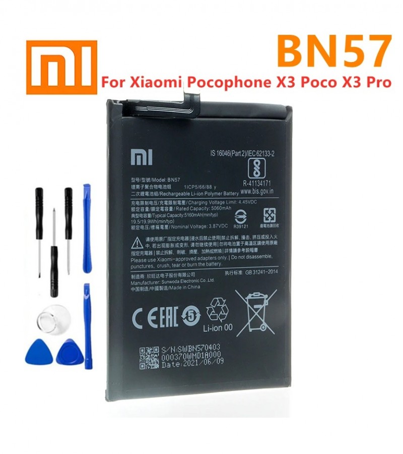 BN57 Battery For Xiaomi Pocophone X3 Poco X3 Pro  5160mAh
