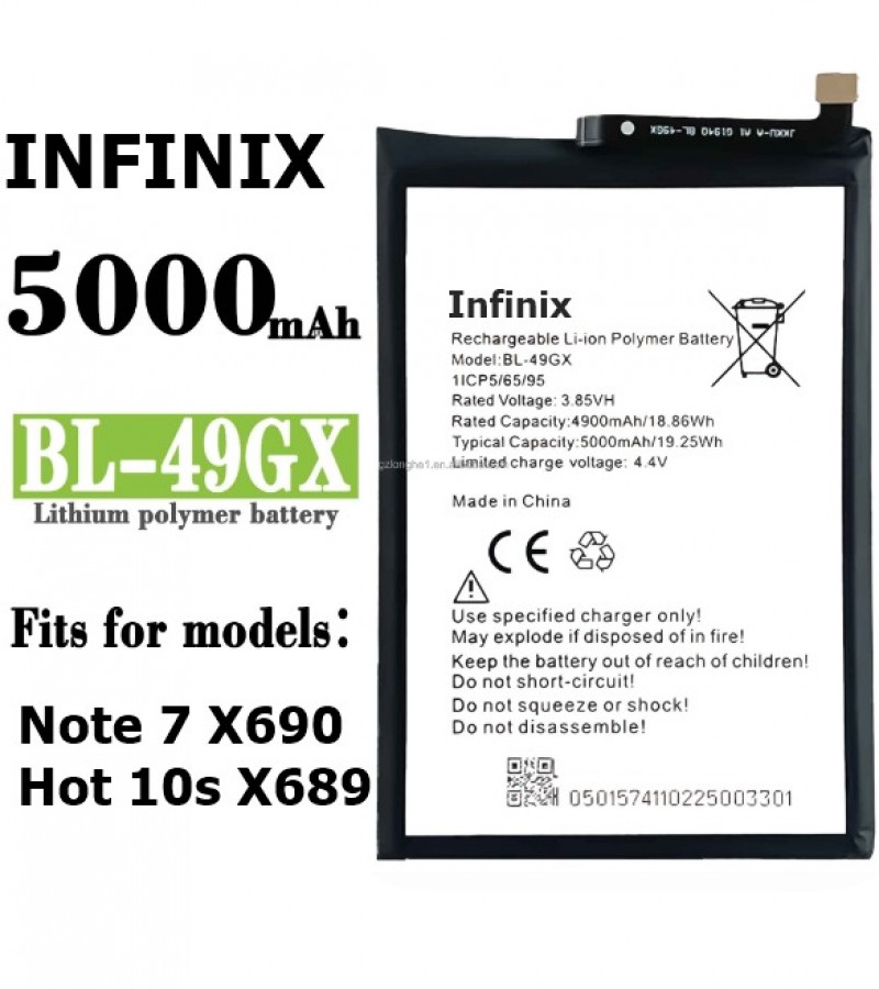 Infinix Note 7 (X690) Battery Replacement BL-49GX Battery with 5000mAh Capacity_Silver