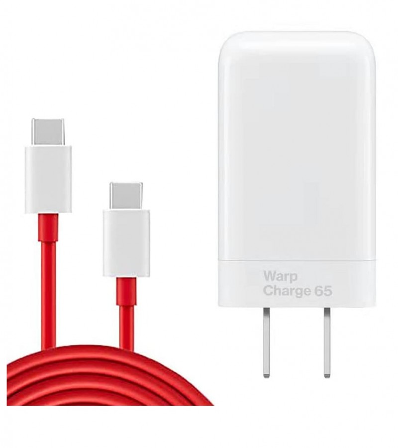 Oneplus 65W Warp PD Charger For 1+ 7 / 7T / 7T PRO / 8 / 8T / 9 / 9T /  10 PRO + Type c to c Cable