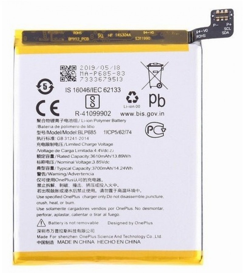 Original Oneplus 6T BLP685 A6010 A6013 Battery BLP-685 or BLP685 with 3700mAh Capacity_ Silver