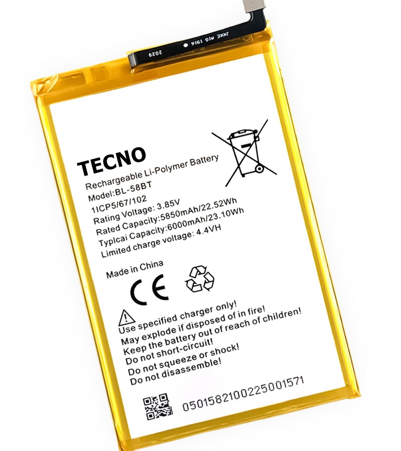 TECNO Pouvoir 4 / Pouvoir 4 Pro Battery BL-58BT Battery with 6000mAh Capacity_Silver