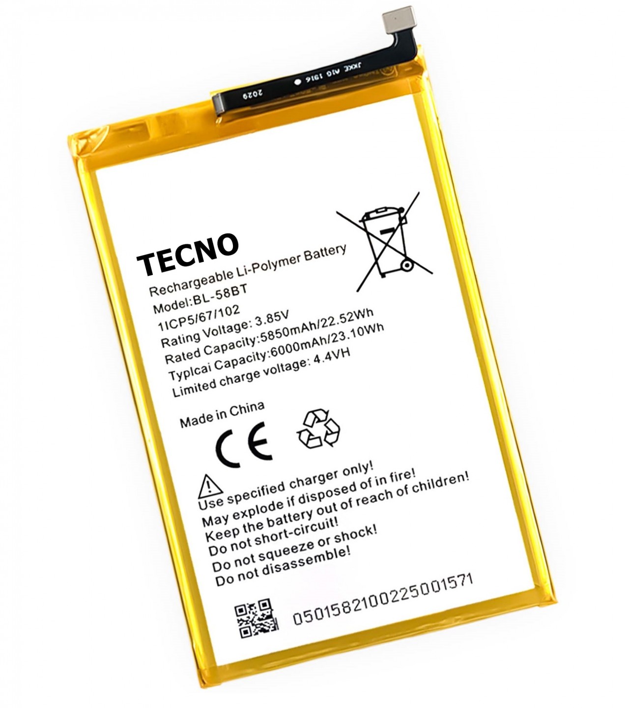 TECNO Spark 6 Air (KE6) Battery Replacement BL-58BT Battery with 6000mAh Capacity_Silver