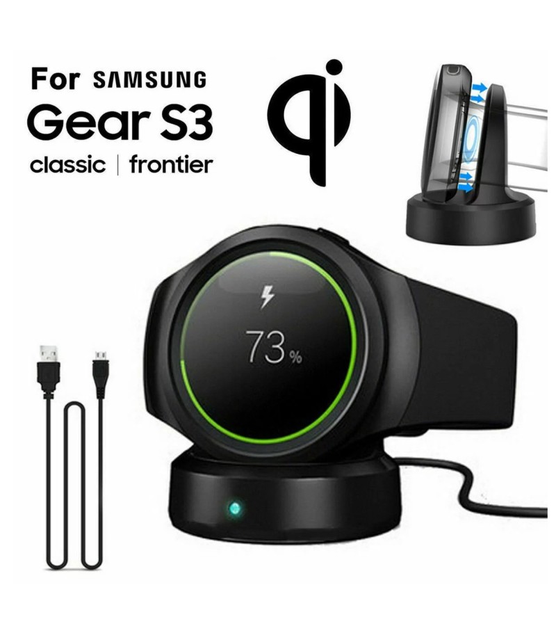 wireless charger Dock  Charger for Samsung Gear S3 Classic/Frontier Smartwatch (Black)