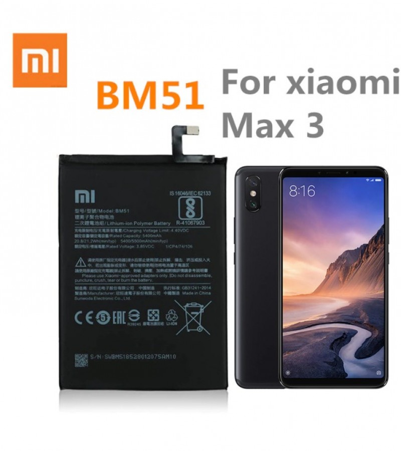 Xiaomi Mi Max 3 Battery BM51 Battery with 5500mAh Capacity_Black